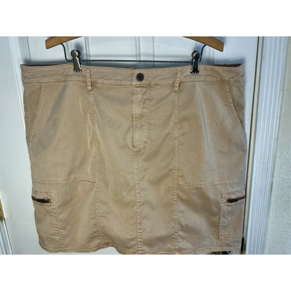 Soft Surroundings Khaki Cargo Skort Size Xl 1X Super Soft Safari Beach Coastal